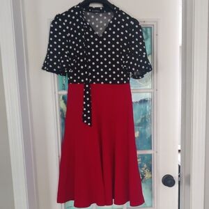 Polka Dot Black and Red Dress